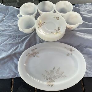 Vintage Federal Glass Golden Glory Tea Service